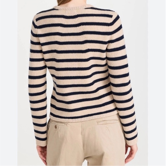 Rag & Bone Sweater Nancy Cardigan Wool-Blend in Oatmeal Navy Striped - Picture 5 of 11